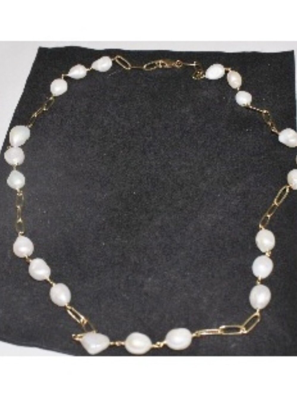 New Old Stock Gleaming 14K GF w Genuine Pearls Chain Necklace